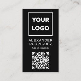 Aangepaste zakelijke Logo en QR-code Modern Black Visitekaartje