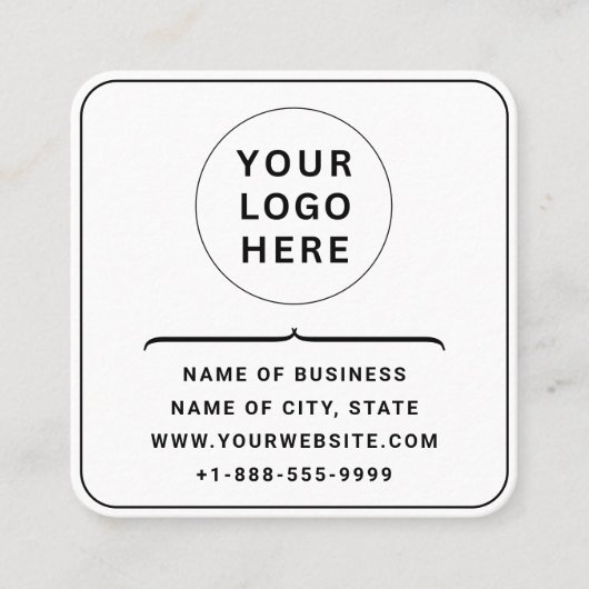 Aangepaste zakelijke Logo en QR-code | Modern wit Vierkante Visitekaartje (Voorkant)
