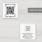Aangepaste zakelijke Logo en QR-code | Modern wit Vierkante Visitekaartje