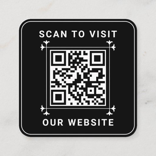 Aangepaste zakelijke Logo en QR-code | Modern zwar Vierkante Visitekaartje (Achterkant)