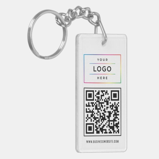 Aangepaste zakelijke Logo en QR-code website Sleutelhanger (Voorkant Links)
