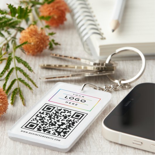 Aangepaste zakelijke Logo en QR-code website Sleutelhanger (Voorkant Rechts)