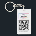 Aangepaste zakelijke Logo en QR-code website Sleutelhanger<br><div class="desc">Het moderne en minimale bedrijfsbranded ontwerp van de sleutelhanger kenmerkt uw bedrijfslogo,  uw douaneQR code,  en douanewebsite of andere informatietekst die kan worden gepersonaliseerd. De zwarte en witte kleuren kunnen worden veranderd. Maakt een geweldig cadeauobject voor speciale acties voor klanten!</div>
