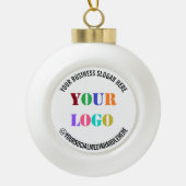Aangepaste zakelijke Logo en tekst kerstversiering Keramische Bal Ornament (Voorkant)