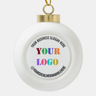 Aangepaste zakelijke Logo en tekst kerstversiering Keramische Bal Ornament