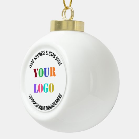 Aangepaste zakelijke Logo en tekst kerstversiering Keramische Bal Ornament (Rechts)