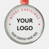 Aangepaste zakelijke Logo en tekst kerstversiering Metalen Ornament (Voorkant)