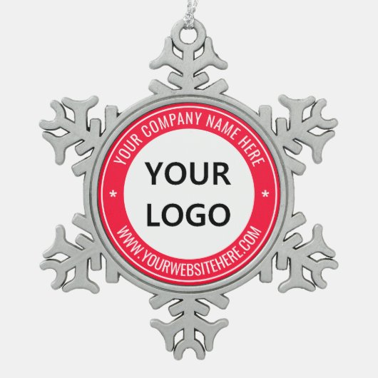 Aangepaste zakelijke Logo en tekst kerstversiering Tin Sneeuwvlok Ornament (Voorkant)