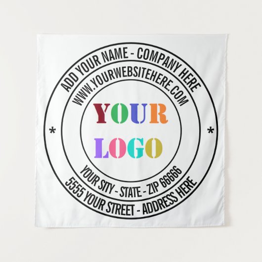 Aangepaste zakelijke Logo en tekst promotiewandtap Wandkleed (Voorkant)