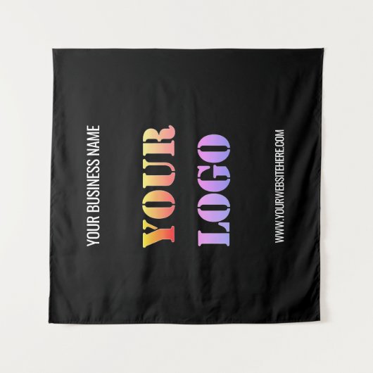 Aangepaste zakelijke Logo en tekst promotiewandtap Wandkleed (Voorkant)