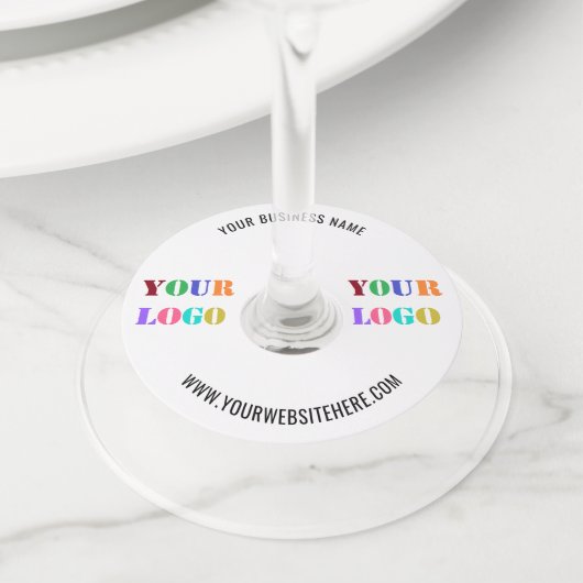 Aangepaste zakelijke Logo en tekst wijnglas Label (Dichtbij)