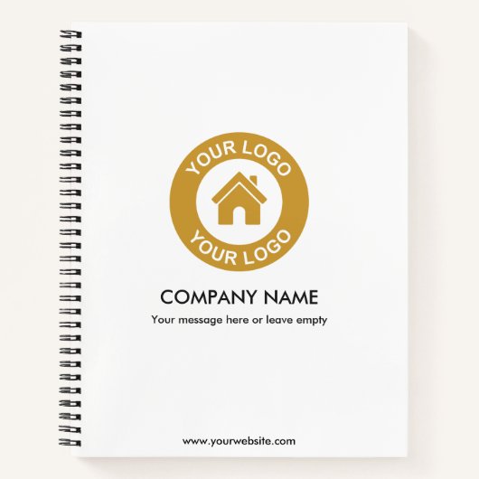 Aangepaste zakelijke Logo en tekst wit Notitieboek (Voorkant)