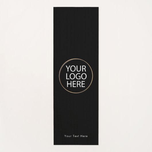 Aangepaste zakelijke Logo en tekst | Zwart voor en Yogamat (Voorkant)