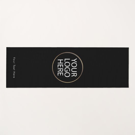 Aangepaste zakelijke Logo en tekst | Zwart voor en Yogamat (Voorkant (horizontaal))