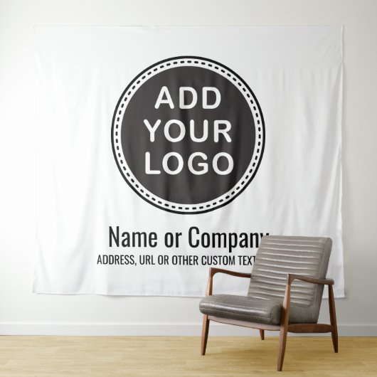 Aangepaste zakelijke logo en tekstachtergrond wandkleed (In Situ (horizontaal))