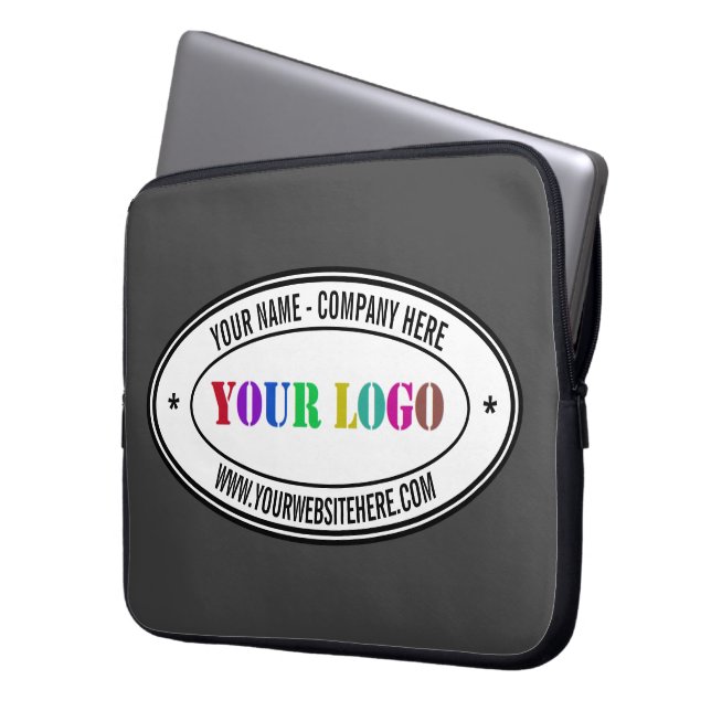 Aangepaste zakelijke Logo- en tekstlaptophoes Laptop Sleeve (Voorkant Links)