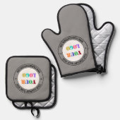 Aangepaste zakelijke Logo en tekstpromotie Ovenwant & Pannenlap Set (Voorkant / Achterkant)