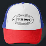 Aangepaste zakelijke Logo en teksttrucker met cade Trucker Pet<br><div class="desc">Aangepaste kleuren en lettertypen - Ontwerp uw eigen gepersonaliseerde Petten met uw bedrijf Logo en naam Website of Aangepaste tekst Promotionele zaken of persoonlijke trucker hoeden / cadeau - Voeg uw Logo - Afbeelding - Foto of QR-code / naam - Bedrijf / website of andere info / tekst - Vergroot...</div>
