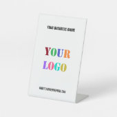 Aangepaste zakelijke Logo en voetsporen tekst Reclamebord Met Voetstuk (Voorkant)