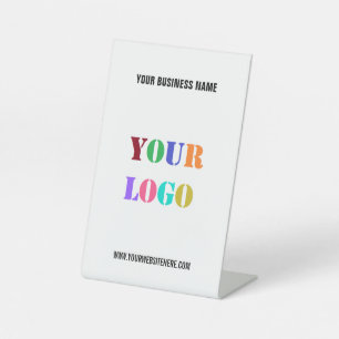 Aangepaste zakelijke Logo en voetsporen tekst Reclamebord Met Voetstuk