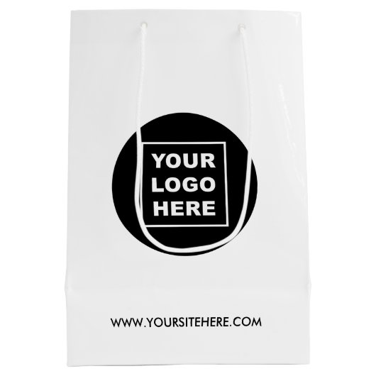 Aangepaste zakelijke Logo en website Medium Cadeauzakje (Achterkant)