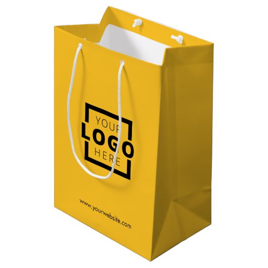 Aangepaste zakelijke Logo - Geel winkelen Medium Cadeauzakje (Voorkant Gekanteld)