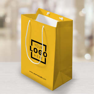 Aangepaste zakelijke Logo - Geel winkelen Medium Cadeauzakje