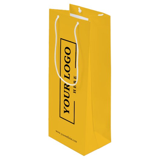 Aangepaste zakelijke Logo - Geel winkelen Wijn Cadeautas (Voorkant Gekanteld)
