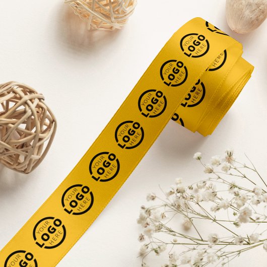 Aangepaste zakelijke Logo - Gele cadeaucode voor b Satijnen Lint