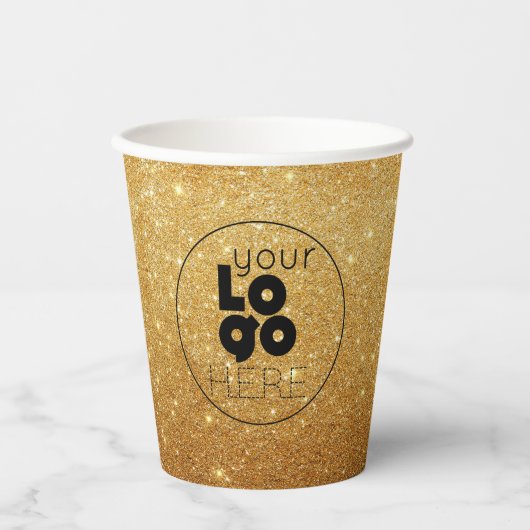 Aangepaste zakelijke Logo Gold Glitter-tapebekertj Papieren Bekers (Voorkant)