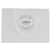 Aangepaste zakelijke logo Grijze Eenvoudige Groot Cadeauzakje (Achterkant)