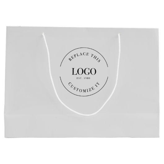 Aangepaste zakelijke logo Grijze Eenvoudige Groot Cadeauzakje (Achterkant)