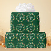Aangepaste zakelijke logo groene kerstkrans cadeaupapier