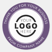 Aangepaste zakelijke Logo - Hartelijk dank Paars Ronde Sticker (Voorkant)
