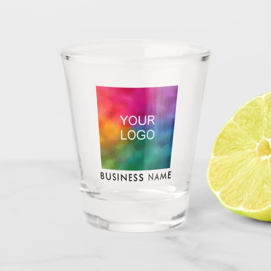 Aangepaste zakelijke Logo Hier Naam tekst toevoege Shot Glas (Voorkant)