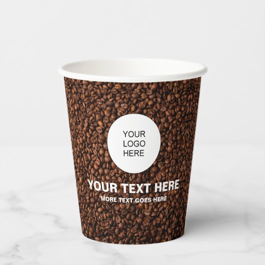 Aangepaste zakelijke Logo hier tekst marketing kof Papieren Bekers (Achterkant)