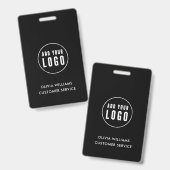 Aangepaste zakelijke Logo-ID | Modern Black Employ Badge (Voor- en achterkant)