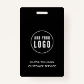 Aangepaste zakelijke Logo-ID | Modern Black Employ Badge (Achterkant)