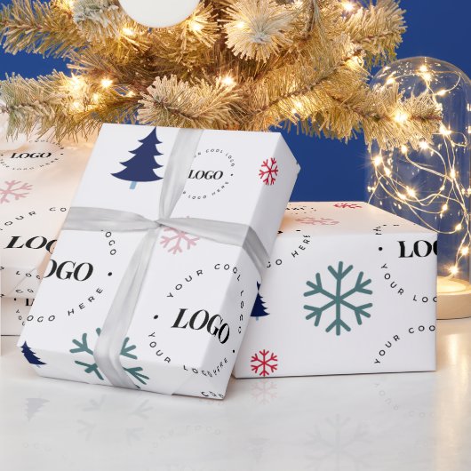 Aangepaste zakelijke Logo kerstboom met cadeautjes Cadeaupapier (Feestdagen)