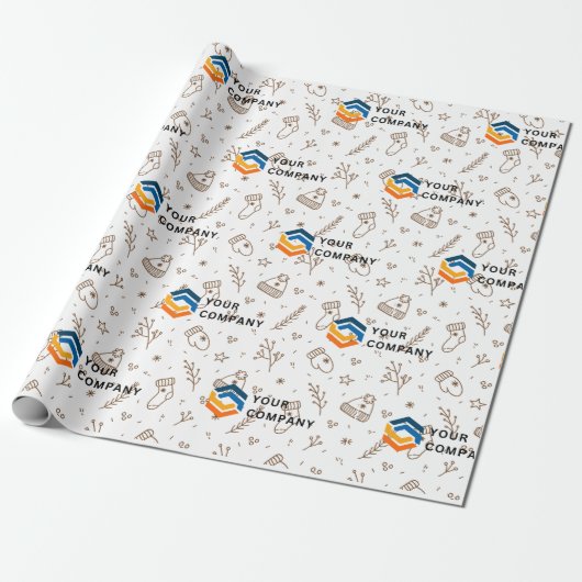 Aangepaste zakelijke Logo kerstcadeau Cadeaupapier (Uitgerold)