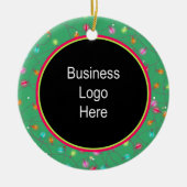 Aangepaste zakelijke Logo kerstfeestdagen Keramisch Ornament (Voorkant)