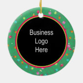 Aangepaste zakelijke Logo kerstfeestdagen Keramisch Ornament (Achterkant)