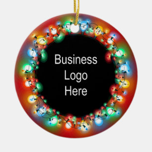 Aangepaste zakelijke Logo kerstfeestgloeilamp Keramisch Ornament