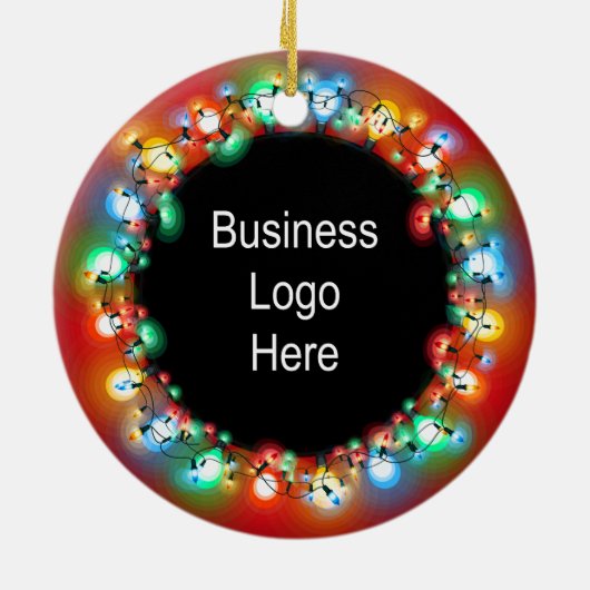 Aangepaste zakelijke Logo kerstfeestgloeilamp Keramisch Ornament (Achterkant)