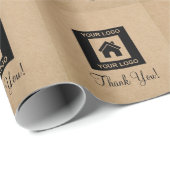 Aangepaste Zakelijke Logo Kraft Stijl Bedankt Verp Cadeaupapier (Rol Hoek)