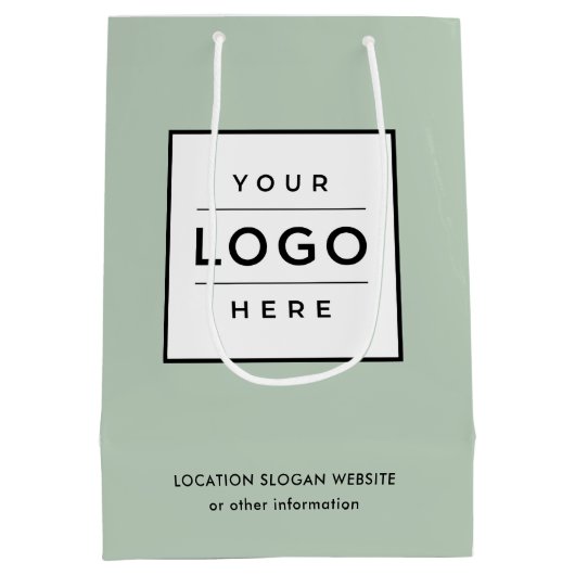 Aangepaste zakelijke Logo lichtgroene merken Medium Cadeauzakje (Achterkant)