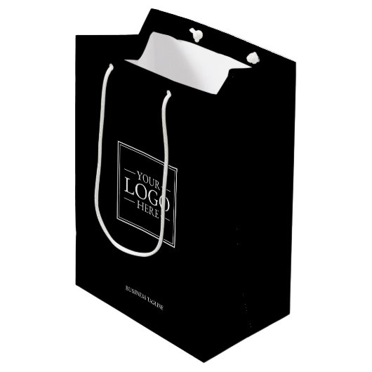 Aangepaste zakelijke Logo met aangepaste tekst Medium Cadeauzakje (Voorkant Gekanteld)