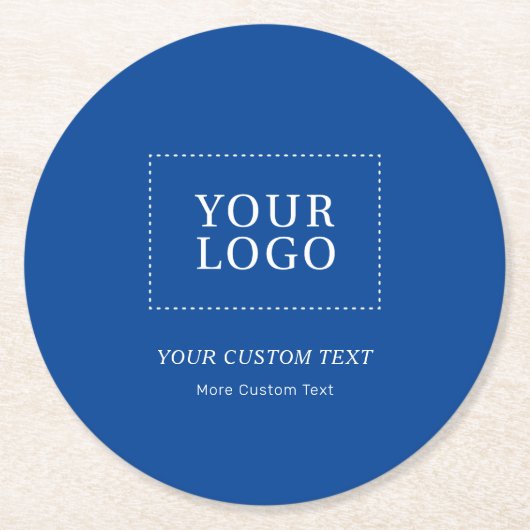 Aangepaste zakelijke Logo met blauw merk Ronde Kartonnen Onderzetter (Voorkant)