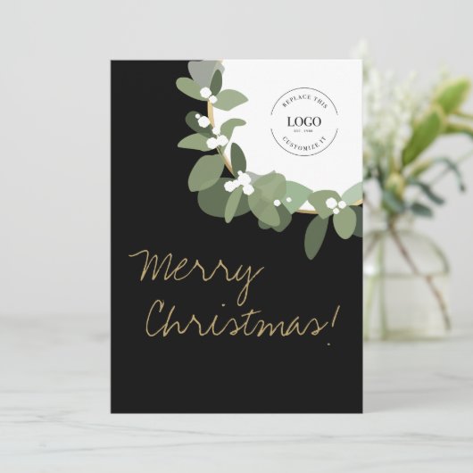 Aangepaste zakelijke Logo met fijne kerst Feestdagenkaart (Staand voorkant)
