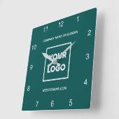 Aangepaste zakelijke Logo Minimale Blauwgroen teks Vierkante Klok (Hoek)